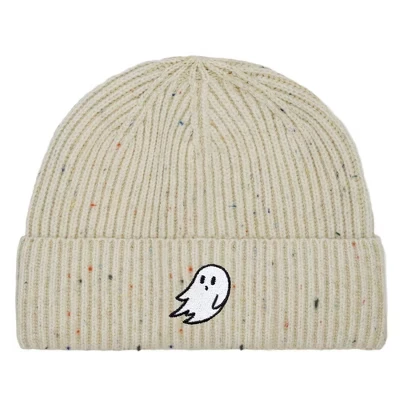 Мужская шапка-бини Ghost Fisherman Beanie из зимней вязки с манжетами для часов бежевого цвета