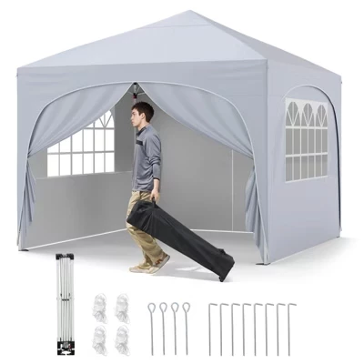 Шатер Costway 3×3 м, 4 стенки, сумка, белый