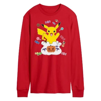 Мужская футболка с длинным рукавом и рисунком Pokémon - Gotta Eat Em All, красная