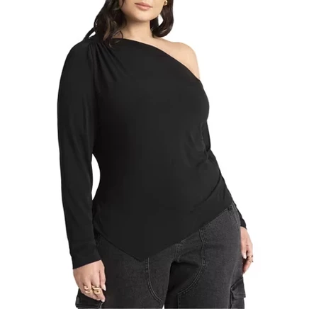Женская футболка Eloquii на одно плечо plus size, черная