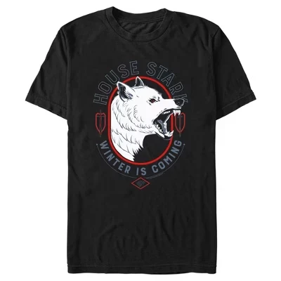 Мужская футболка House Stark White Wolf черного цвета