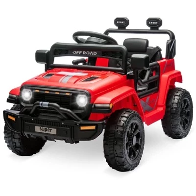 Грузовой автомобиль GARVEE 12V Ride On с дистанционным управлением от родителей, музыкальным сопровождением на рулевом колесе, пружинной подвеской на 4 колеса, светодиодной подсветкой, 2 скоростями, для детей от 3 лет красный