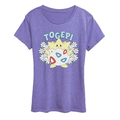 Женская футболка Pokemon Floral Togepi с принтом, светло-сиреневая