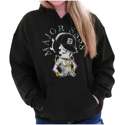 Толстовка с капюшоном Betty Boop Cartoon Major Sass Wink Hoodie Женская лицензионная черная