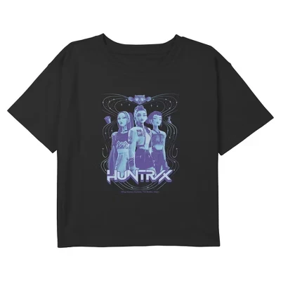 Укороченная футболка для девочек Huntrix Girls Honmoon черного цвета