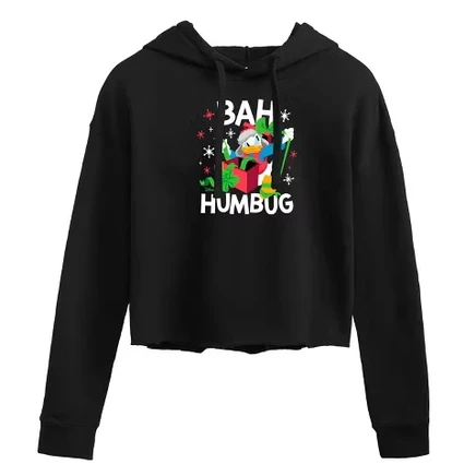 Women's -  - Donald Duck Bah Humbug Cropped Graphic Hoodie black