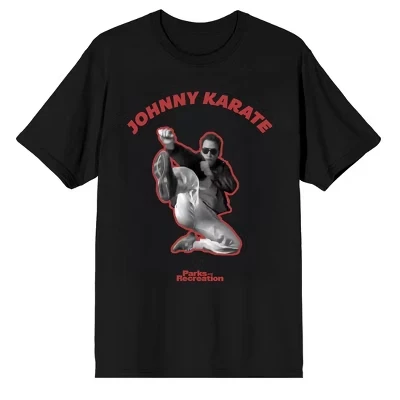 Футболка для взрослых Parks & Recreation Johnny Karate on Black с коротким рукавом черная