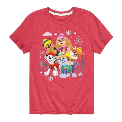 Мужская футболка с коротким рукавом Paw Patrol - Skye Everest Rubble Chase Marshall Winter Group, красная