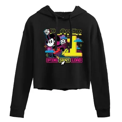 Женское укороченное худи Disney Player 1 Start, черное