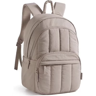 Quilted Travel Laptop Backpack for Women – Water-Resistant 15.6 Inch Casual Bookbag, College & Daily Use 03-camel