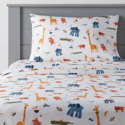 Детский комплект простыней Pillowfort «Животные», белый