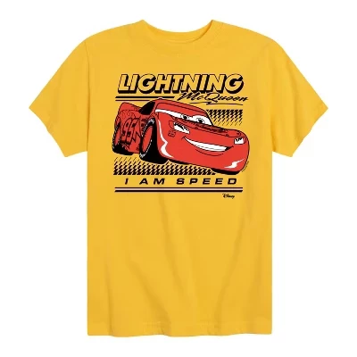 Футболка с коротким рукавом и графическим рисунком Lightning McQueen I Am Speed желтого цвета