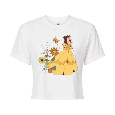 Женская укороченная футболка с рисунком Belle And Chip Flower Power, белая