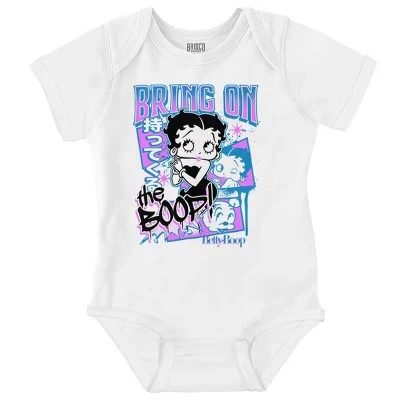 Боди-джемпер для девочек с рисунком в стиле кандзи Bring on the Boop Baby, лицензированный белый