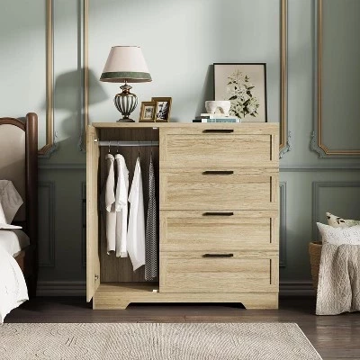 Шкаф для одежды COZONY 110 см, 4 ящика, под дерево