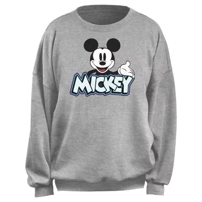 Женский свитшот Mickey Mouse, улыбка, серый