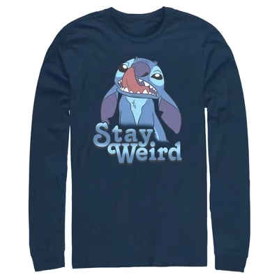 Мужской лонгслив Lilo & Stitch «Stay Weird», темно-синий