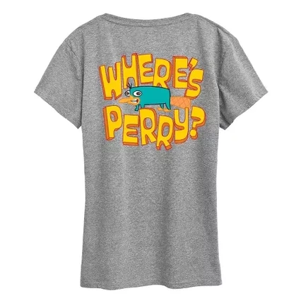 Женская футболка Phineas and Ferb «Где Перри?», серая