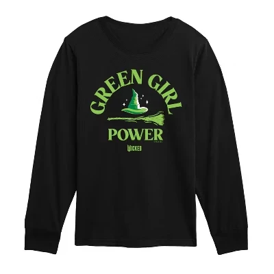 Футболка с длинным рукавом и рисунком Green Girl Power черного цвета