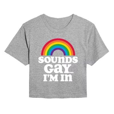 Женская футболка Instant Message Sounds Gay I'm In серая