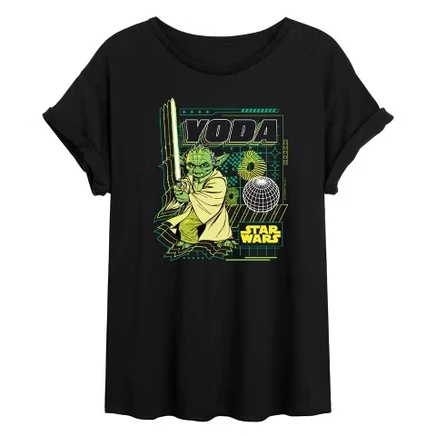 Женская футболка с объемным рисунком Digital Yoda, цвет черный