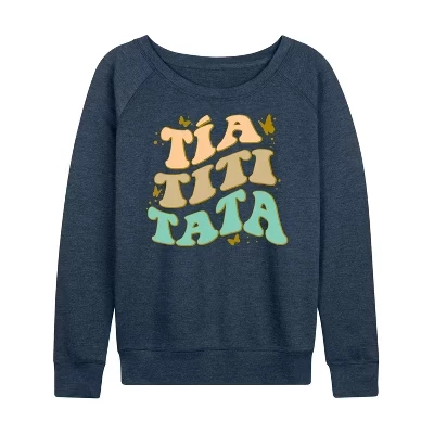 Женская футболка в стиле ретро Tia Titi Tata, легкая французская махровая рубашка с широким вырезом и длинными рукавами, цвет Хизер индиго
