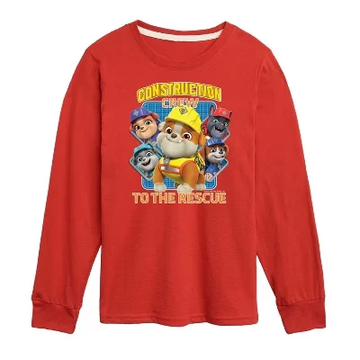 Детская футболка paw patrol rubble, длинный рукав, красная