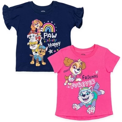 Футболки Paw Patrol Everest Rubble Marshall Girls, 2 упаковки, от маленького ребенка к большому ребенку