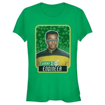 Juniors Womens : The Next Generation St. Patrick's Day Lucky Engineer La Forge T-Shirt