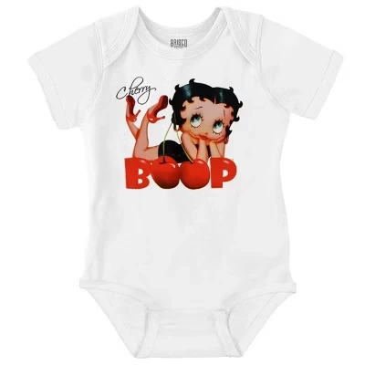 Винтажный детский боди-джемпер Betty Boop с рисунком вишни из мультфильма для девочек, лицензированный белый