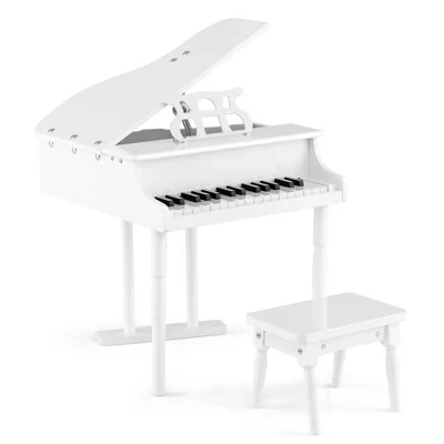 30 клавиш детского игрушечного рояля Grand Baby Piano с детской скамейкой из дерева Розовый/черный /Белый белый