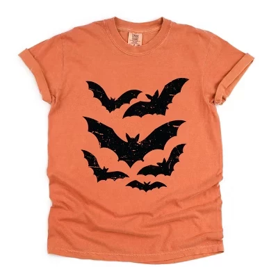 Halloween Bats Distressed - Женская одежда с окрашенной футболкой yam