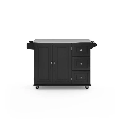 Большая кухонная тележка Dolly Madison с крышкой из нержавеющей стали - Homestyles black