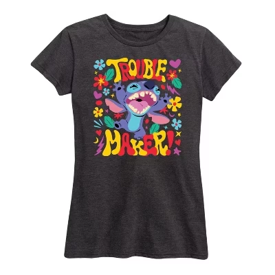 Женская футболка Trouble Maker Stitch с коротким рукавом и графическим рисунком heather charcoal