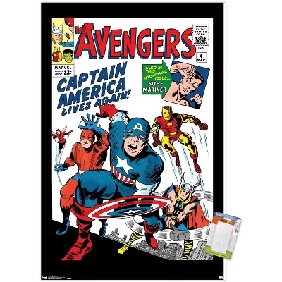 Marvel Comics - Мстители - Капитан Америка - Обложка комикса №4 Без рамки для настенных плакатов