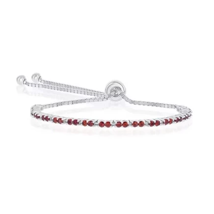 Женский браслет Bella Silver 2 мм с фианитом, красный