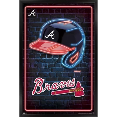 MLB Atlanta Braves - Неоновый шлем, 23 настенных плаката в рамке, черный