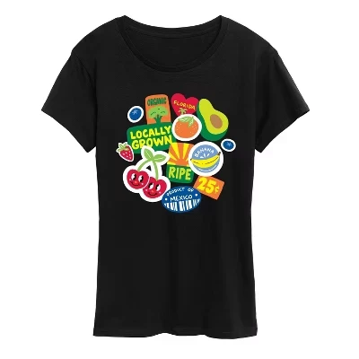 Женская футболка Instant Message Fruit Stamps, черная