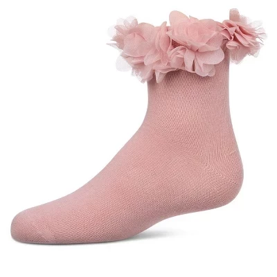 Хлопковые носки-браслеты Memoi Girls с цветочным узором на ножках, синие