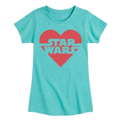 Футболка для девочек Star Wars Heart Logo, бирюзовая