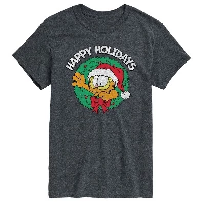 Мужская футболка Garfield Happy Holidays Wreath, графитовая