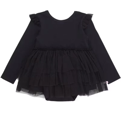 Комбинезон для девочки RuffleButts Flutter Tulle, черный