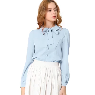 Женская блузка INSPIRE CHIC с бантом, голубая