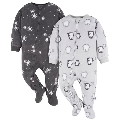 Детские флисовые пижамы Gerber, 2 шт., снеговики