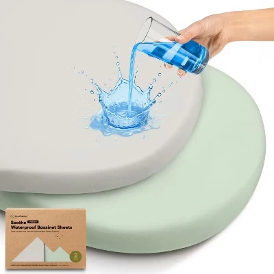 Водонепроницаемые простыни Soothe 2pk для люльки для девочек, мальчиков, 33x17, Универсальный защитный чехол для матраса для детской люльки sage