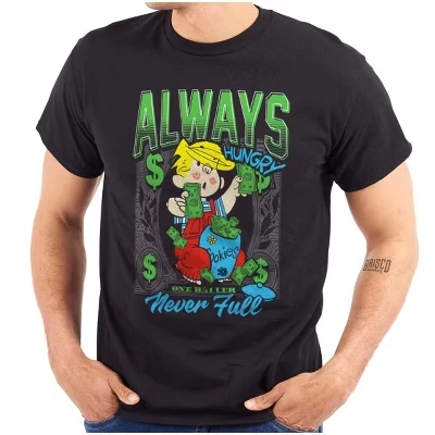 Мужская футболка с рисунком Dennis The Menace Always Hungry лицензионного черного цвета