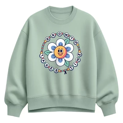 Женская толстовка из флиса Оверсайз Crew Sweatshirt seafoam с бусинами, которая требует времени для роста