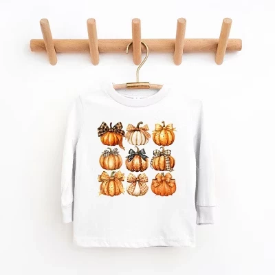 Молодежная футболка с длинным рукавом Coquette Fall Pumpkin Chart белого цвета