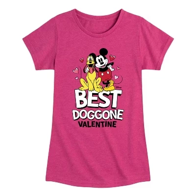 Лучшая приталенная футболка Doggone Valentine с коротким рукавом и рисунком цвета Хизер фуксия