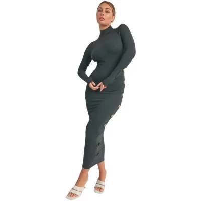 Макси–платье Heather Charcoal с глубоким вырезом – Женское S/M/L - Изысканное и стильное для вечеринок и мероприятий